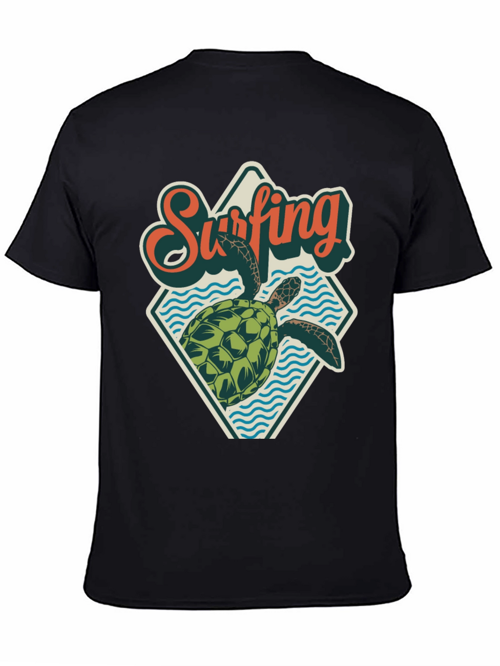 Surfing Turtle Graphic Tee - Retro Beach Style
