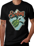 Surfing Turtle Graphic Tee - Retro Beach Style