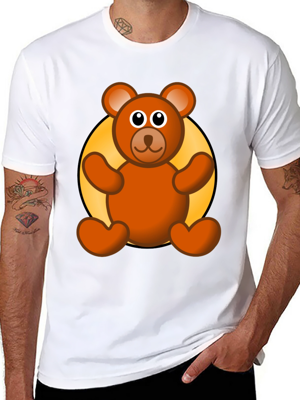 Cute Teddy Bear Graphic Black T-Shirt