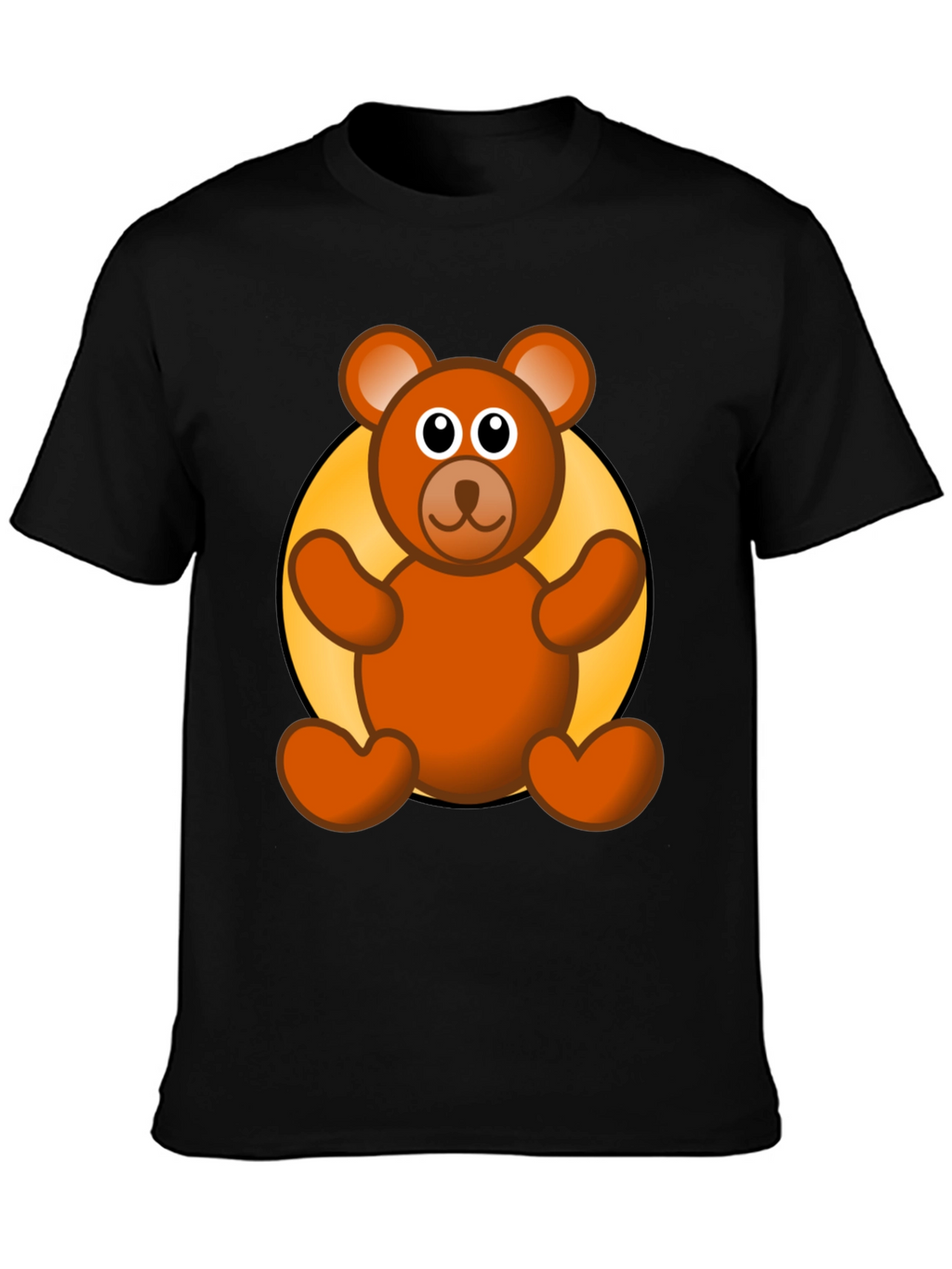 Cute Teddy Bear Graphic Black T-Shirt