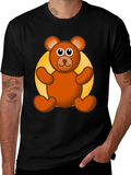 Cute Teddy Bear Graphic Black T-Shirt