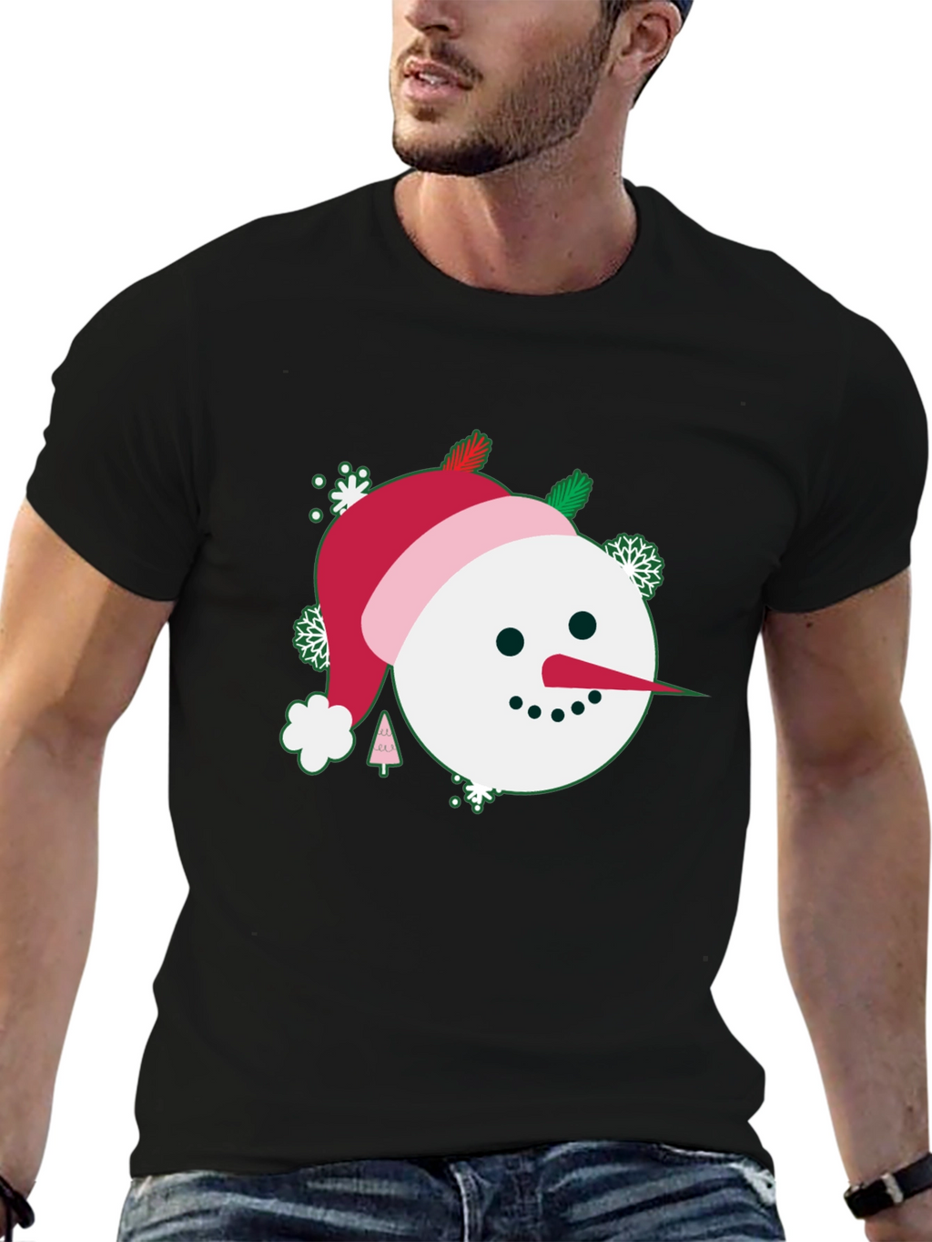 Festive Snowman Graphic Tee - Holiday Cheer