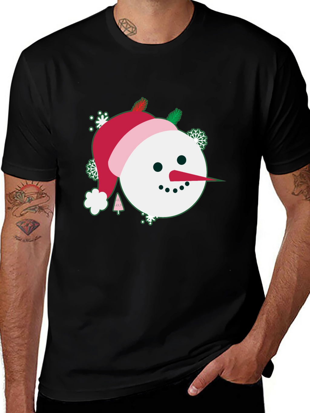 Festive Snowman Graphic Tee - Holiday Cheer