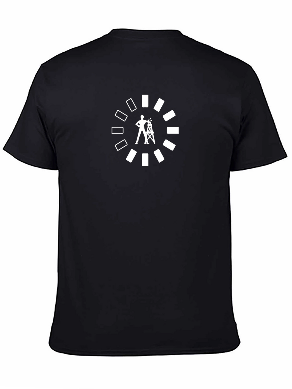 Black T-Shirt with Oil Rig Worker Graphic