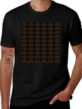 Elegant Black T-Shirt with Gold Floral Lotus Pattern