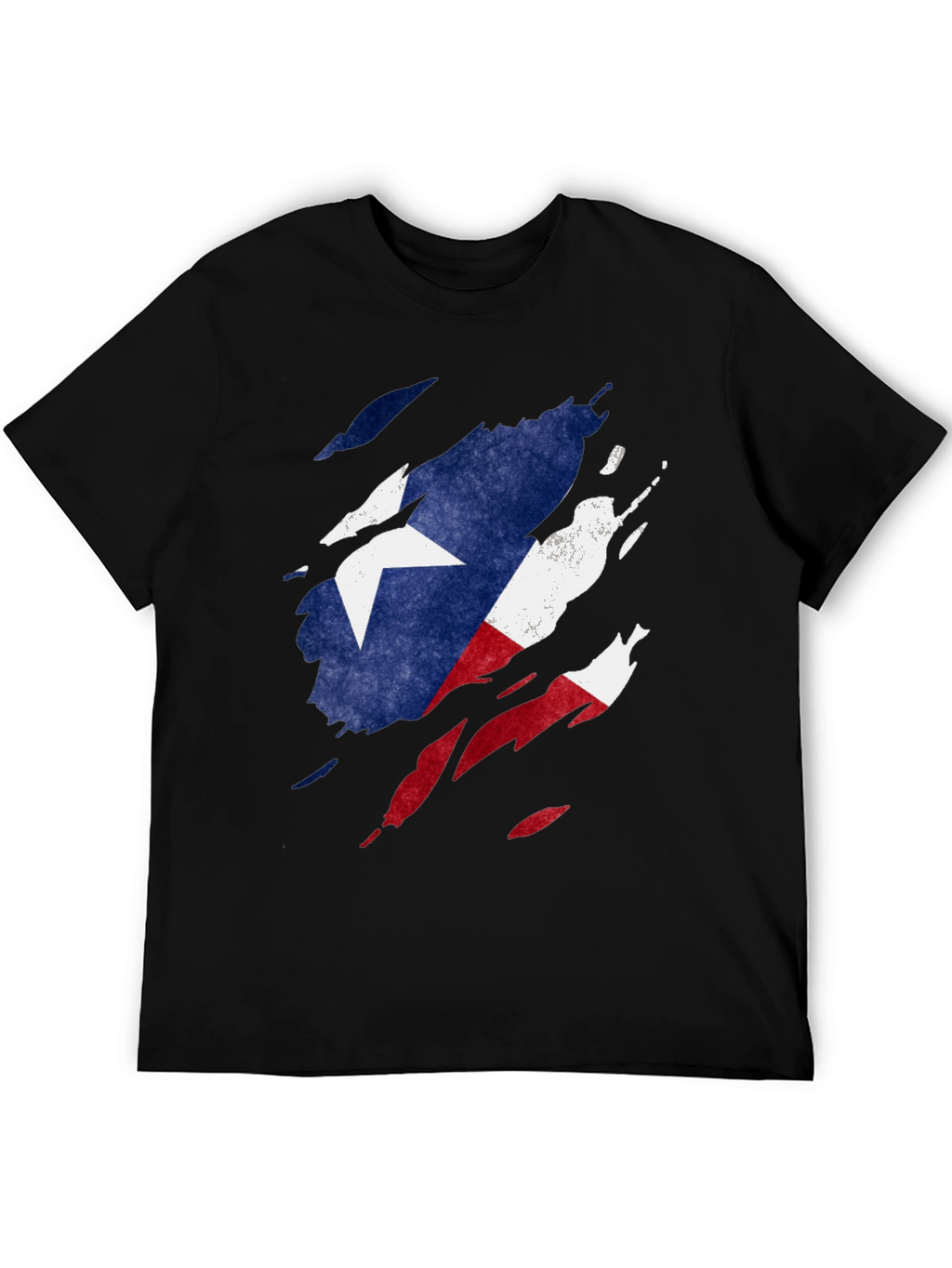 Texas Flag Ripped T-Shirt - Mens Black Tee