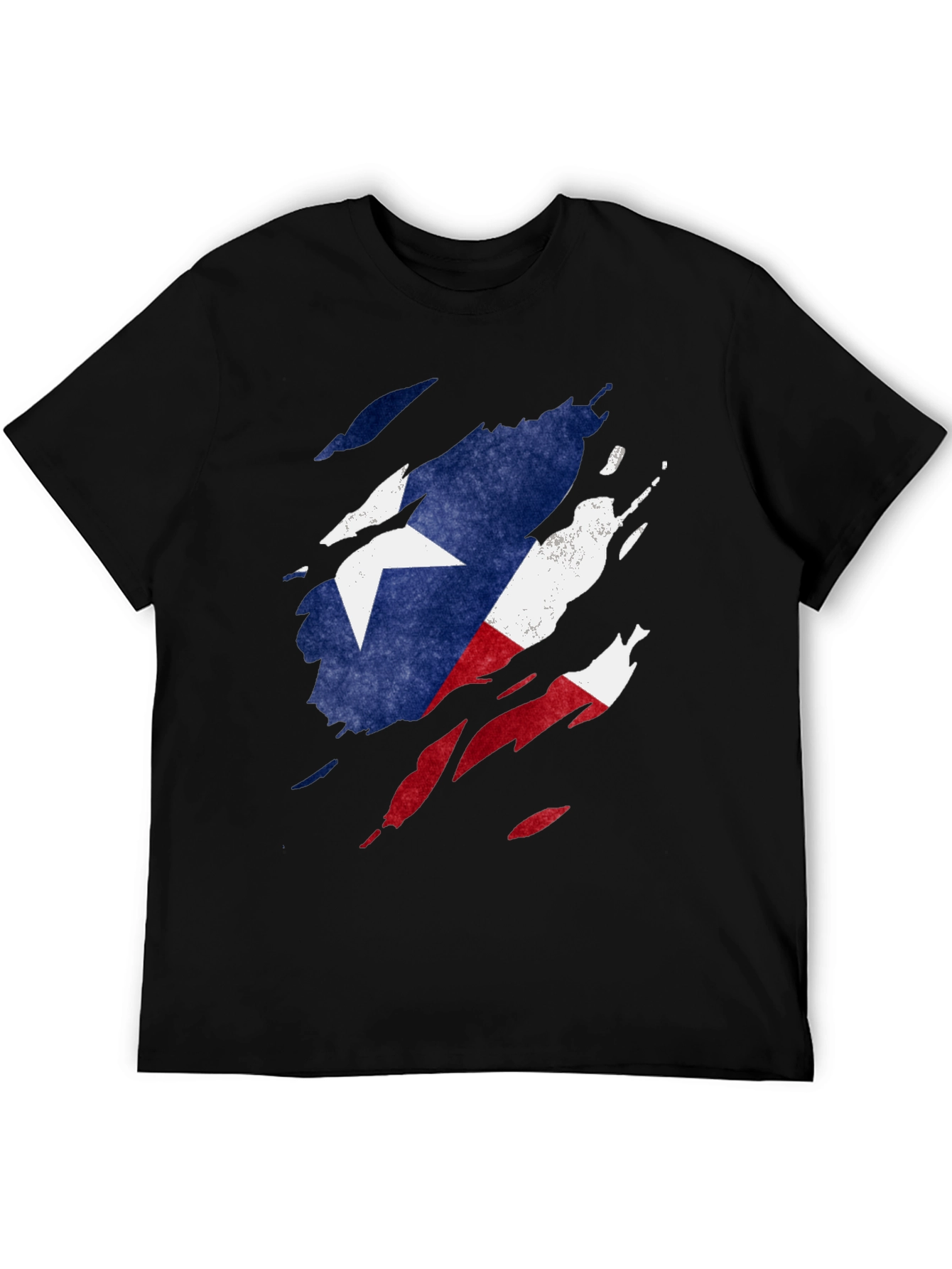 Texas Flag Ripped T-Shirt - Mens Black Tee
