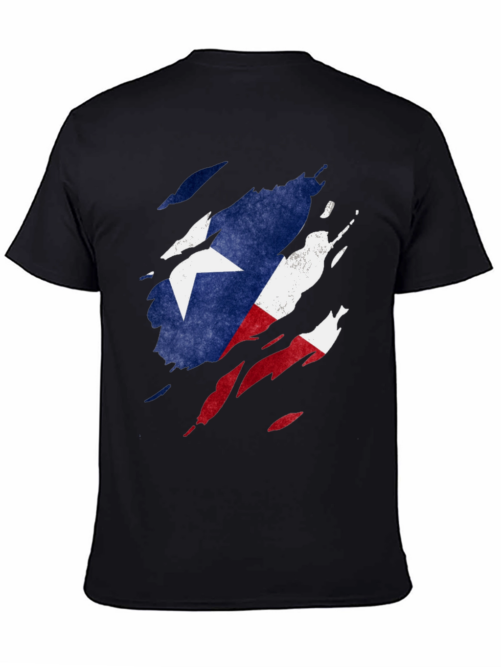 Texas Flag Ripped T-Shirt - Mens Black Tee