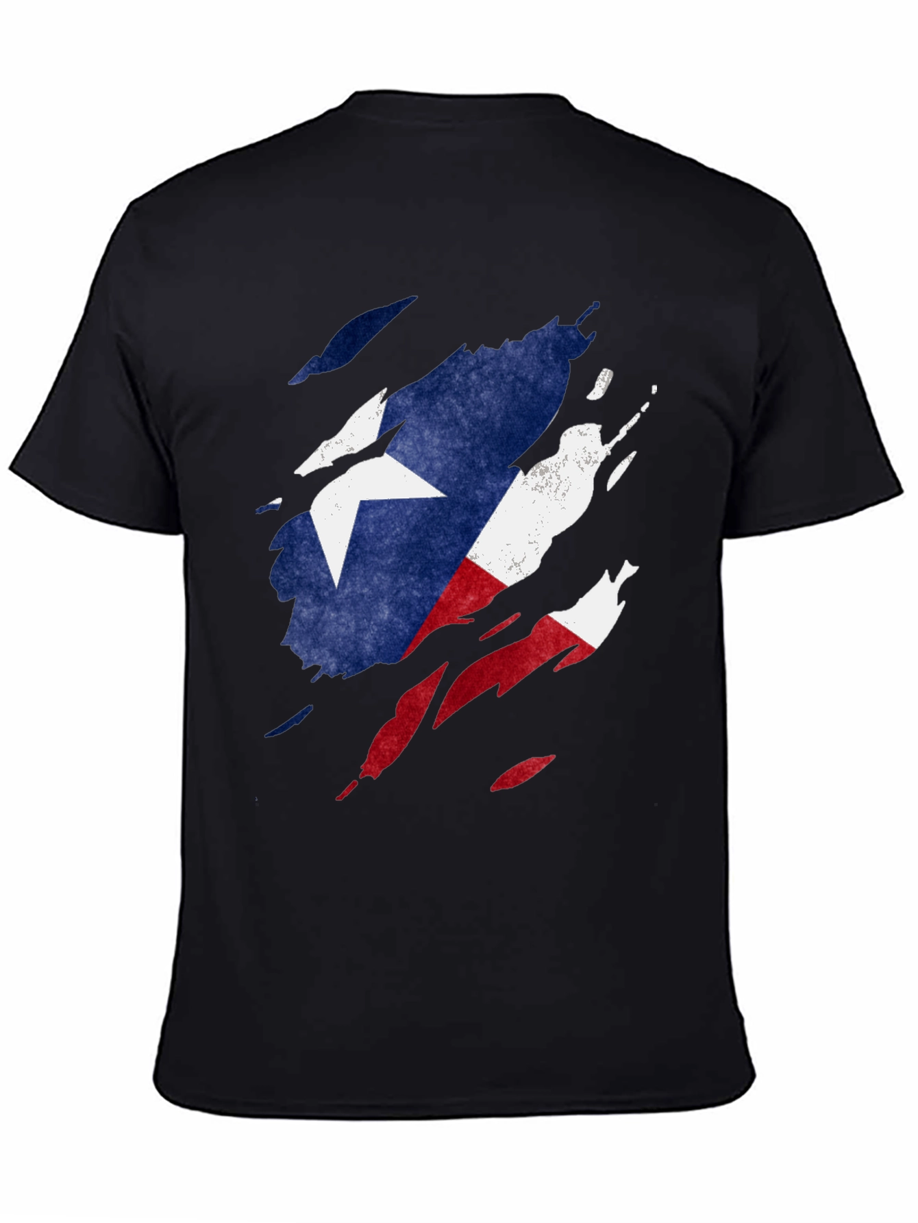 Texas Flag Ripped T-Shirt - Mens Black Tee