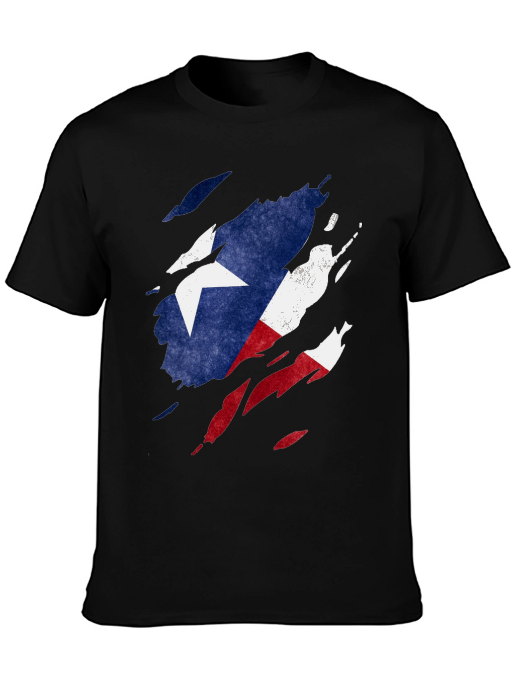 Texas Flag Ripped T-Shirt - Mens Black Tee