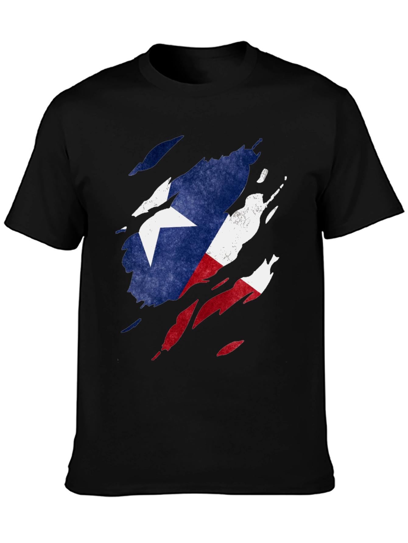 Texas Flag Ripped T-Shirt - Mens Black Tee