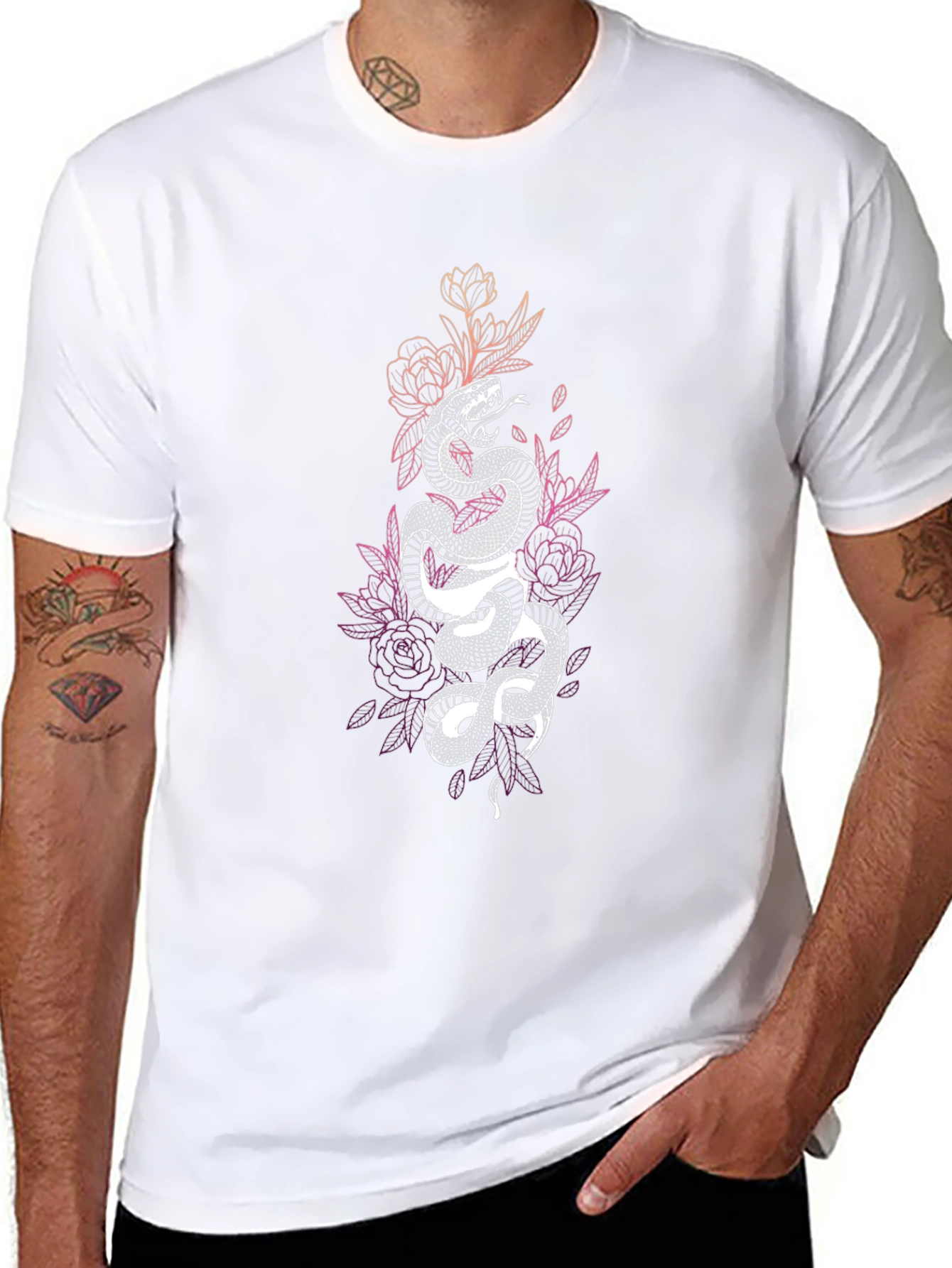 Black Snake Floral Graphic Tee