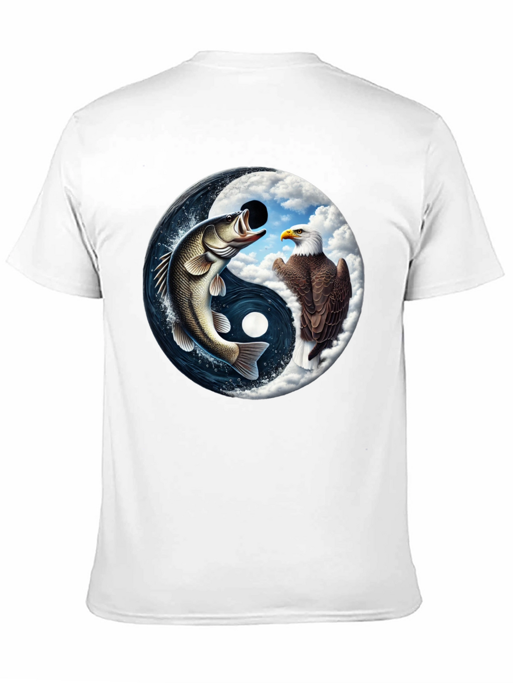 Yin Yang Fish & Eagle Black T-Shirt