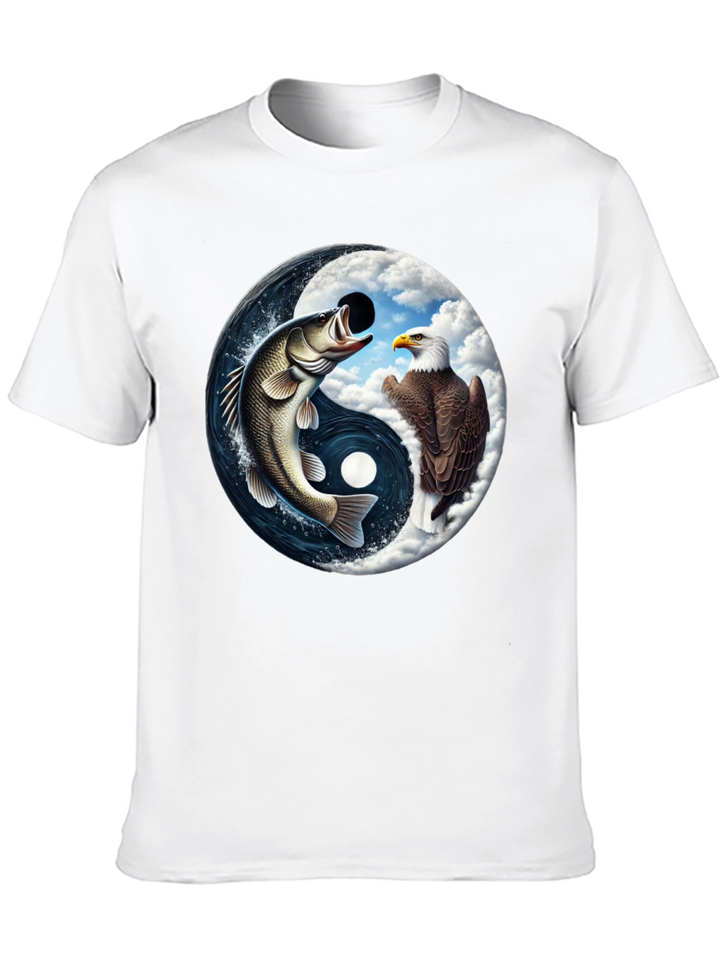 Yin Yang Fish & Eagle Black T-Shirt