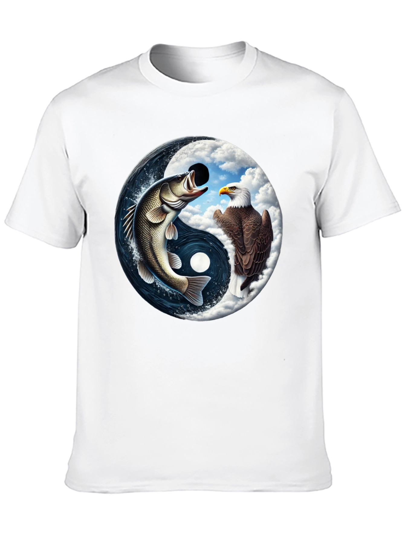 Yin Yang Fish & Eagle Black T-Shirt