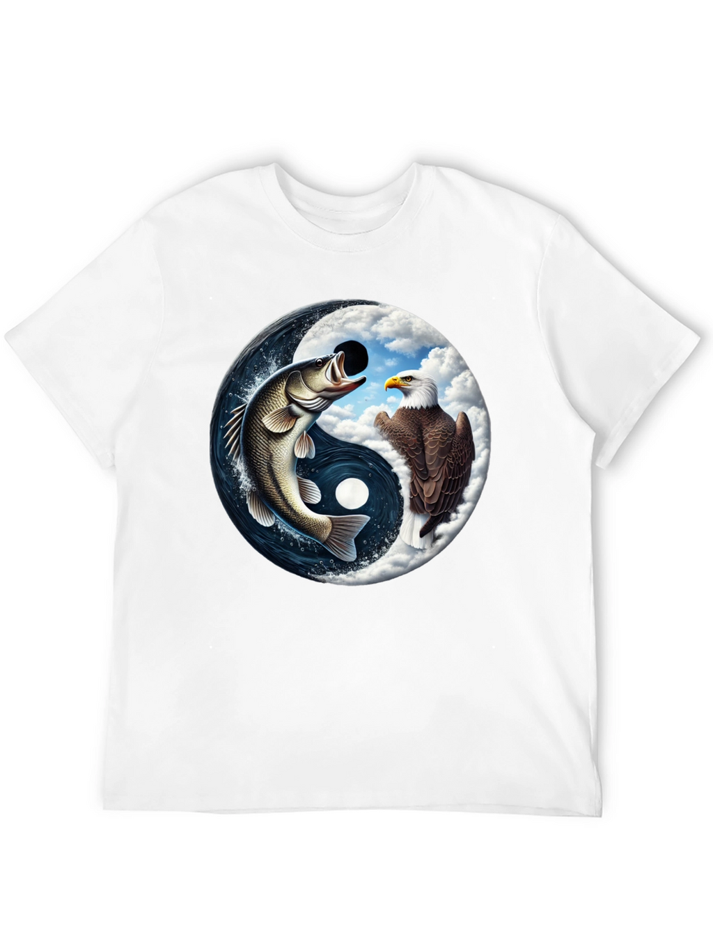 Yin Yang Fish & Eagle Black T-Shirt