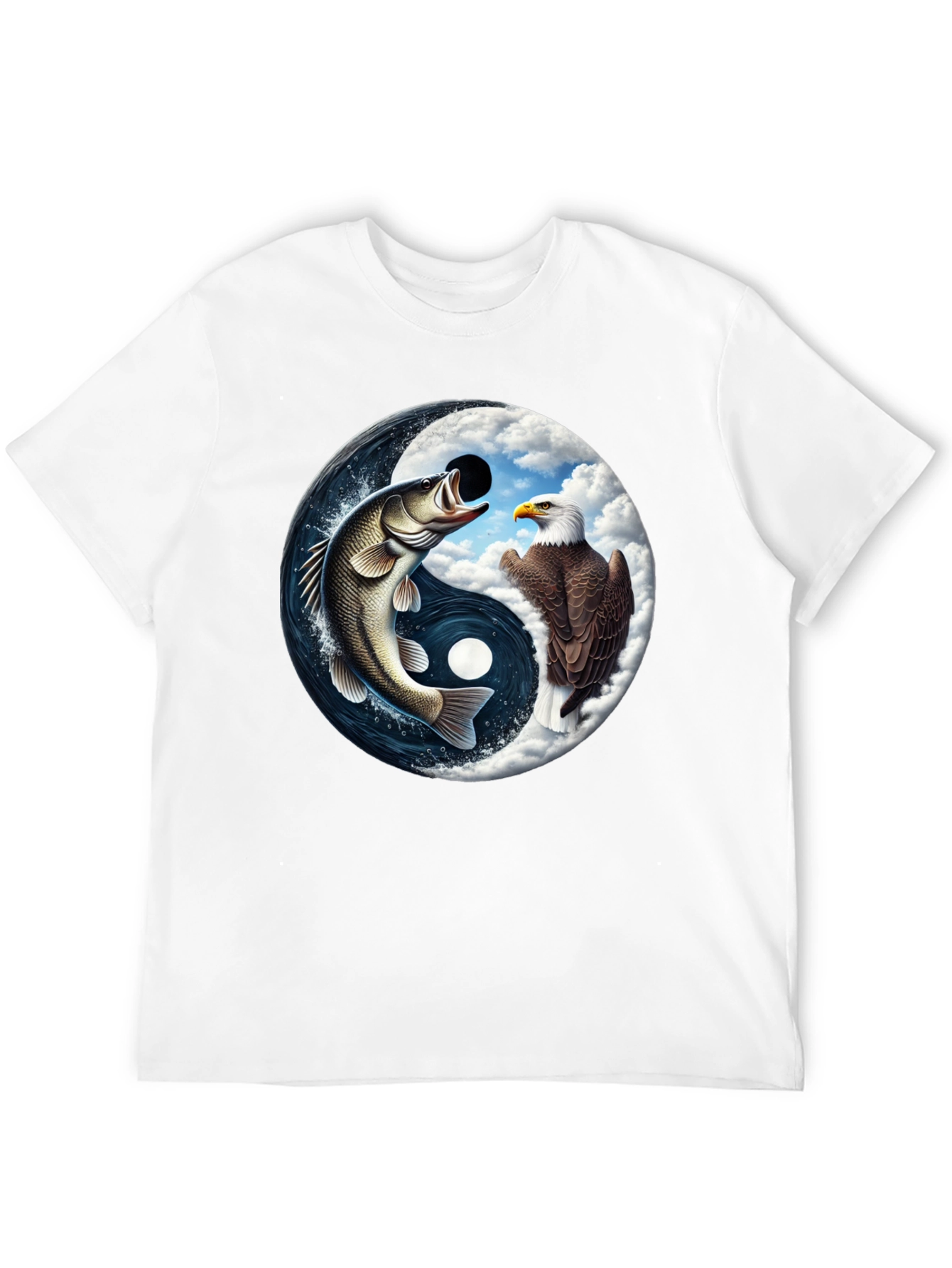 Yin Yang Fish & Eagle Black T-Shirt