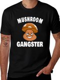 Mushroom Gangster Graphic Tee - Black Cotton T-Shirt