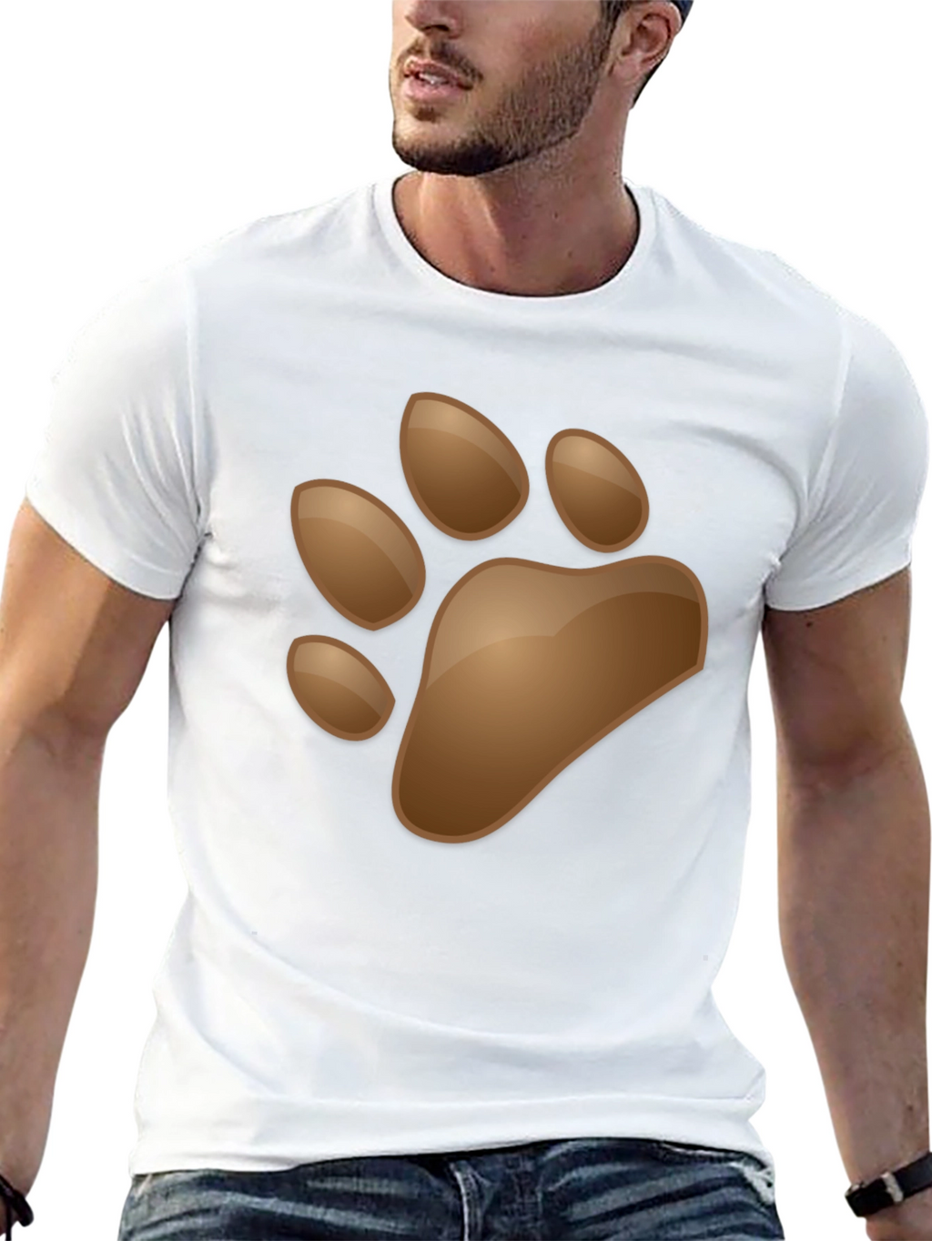 Mens Black T-Shirt with Animal Paw Print