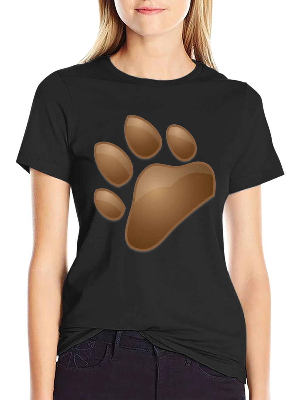 Mens Black T-Shirt with Animal Paw Print