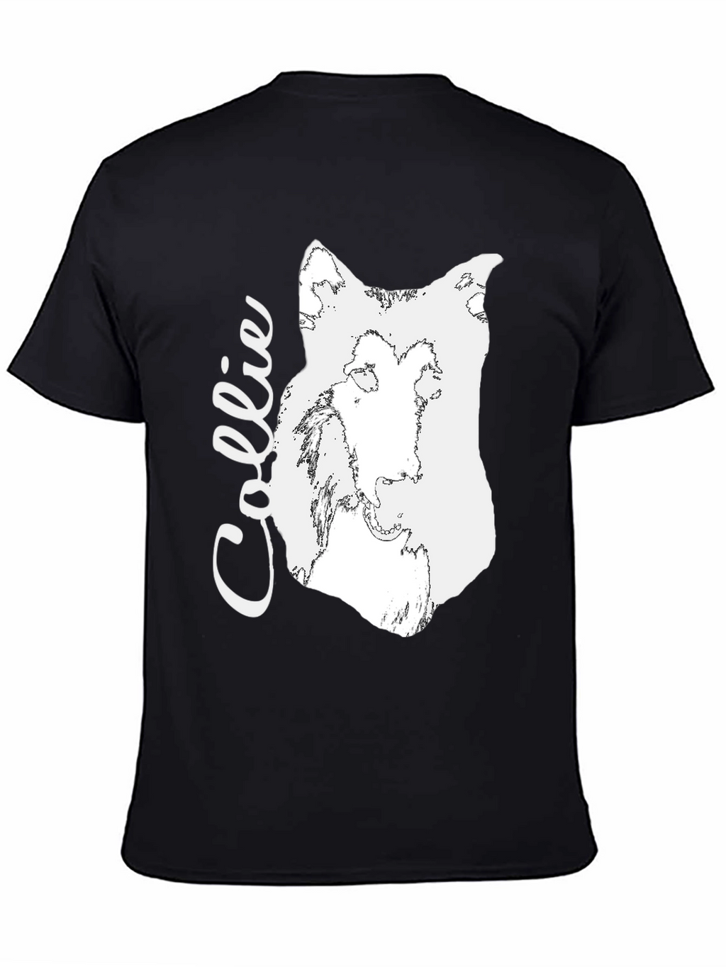 Collie Dog Graphic Tee - Black Cotton Comfort