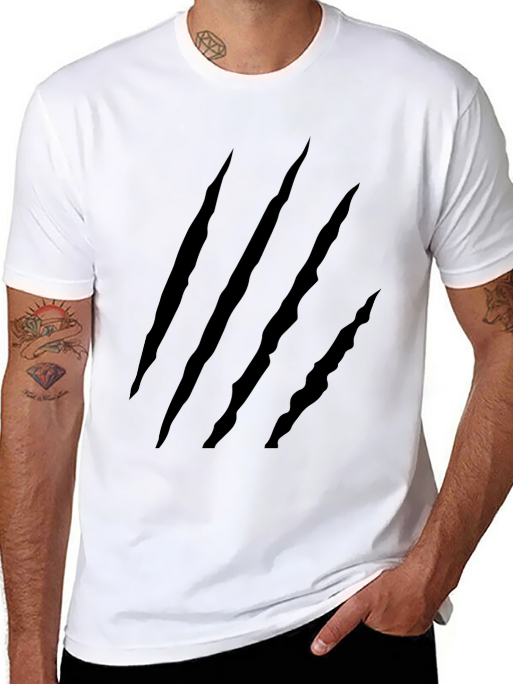 Claw Mark Graphic Print Black T-Shirt
