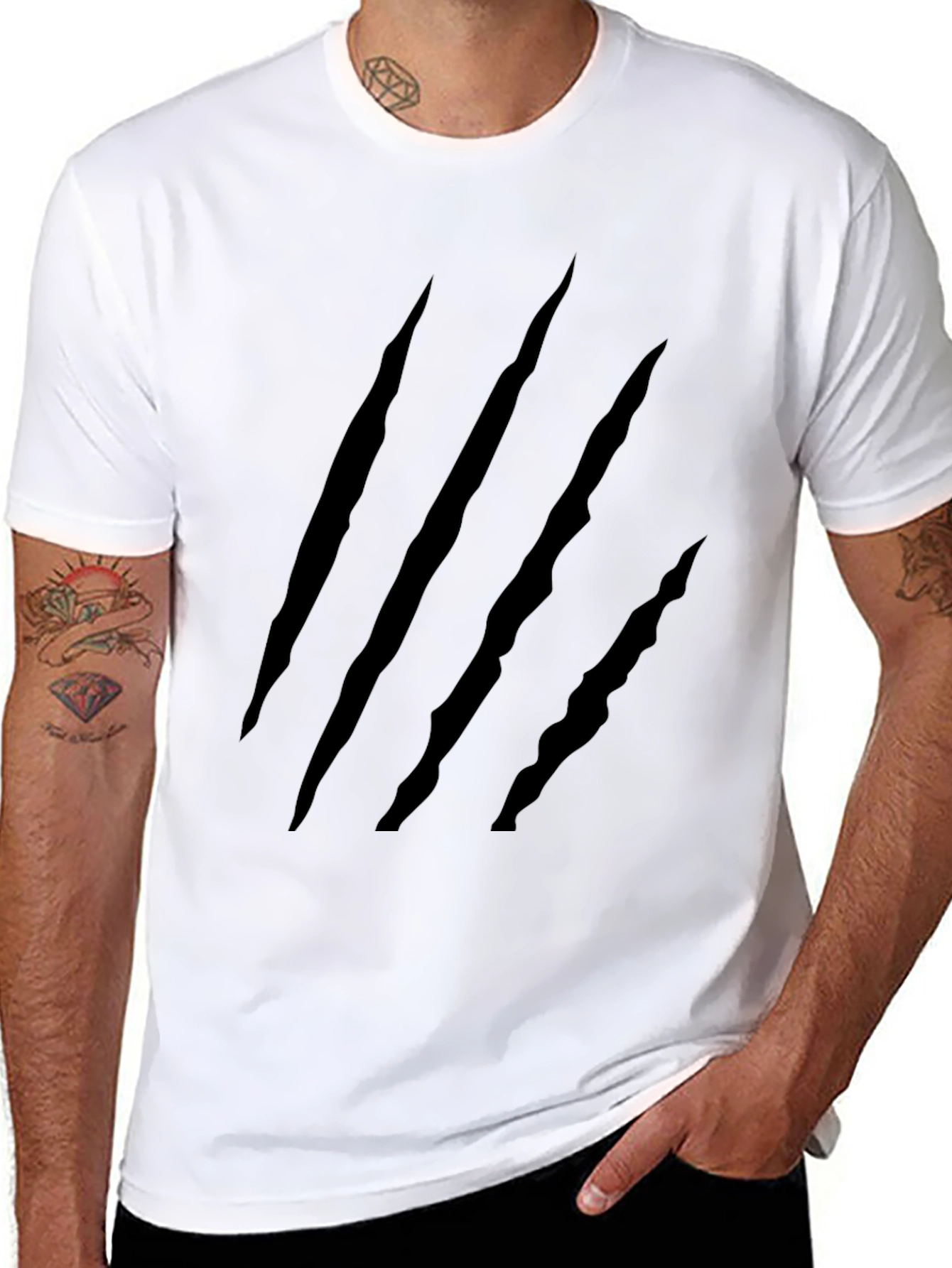Claw Mark Graphic Print Black T-Shirt