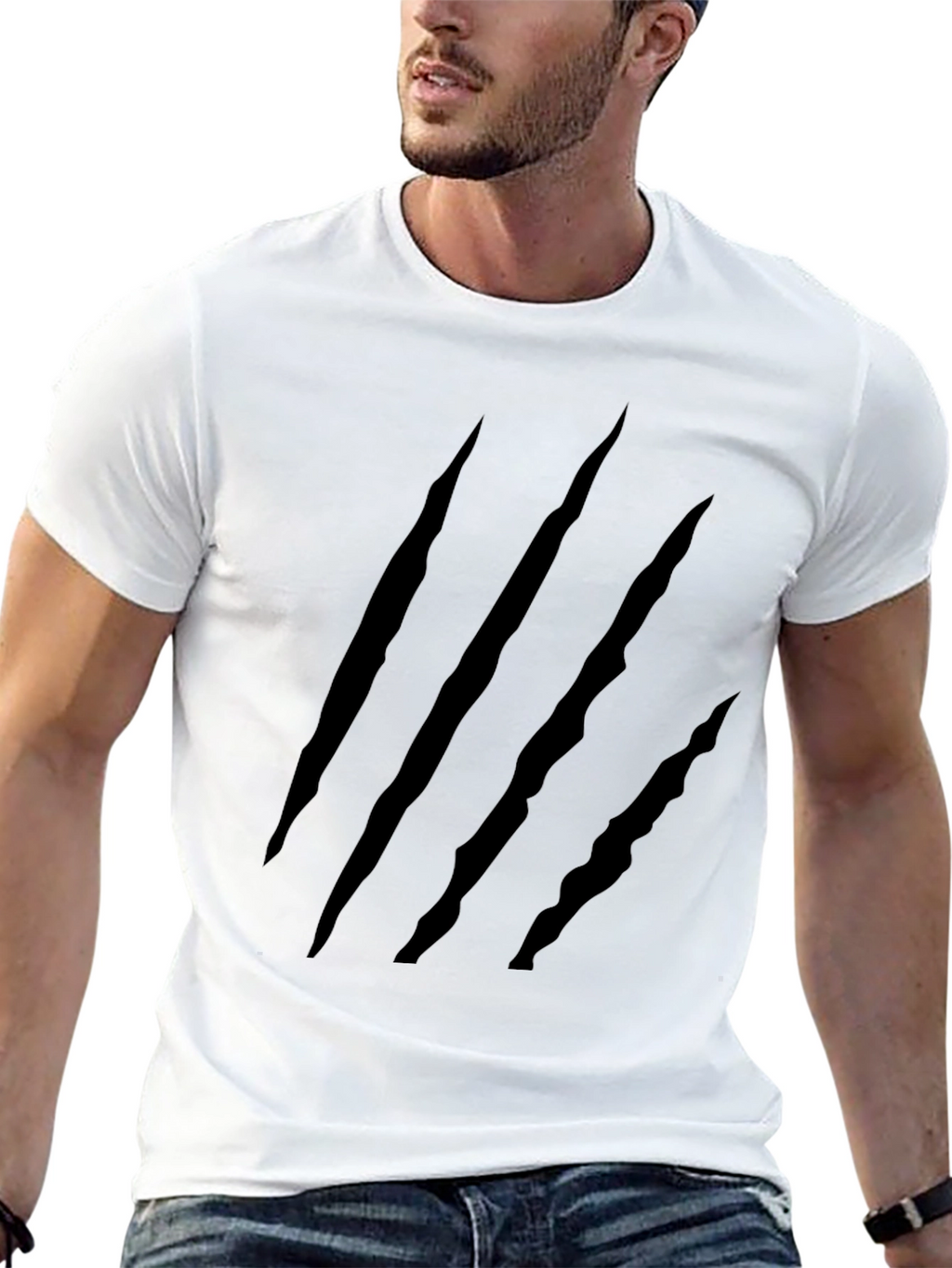 Claw Mark Graphic Print Black T-Shirt
