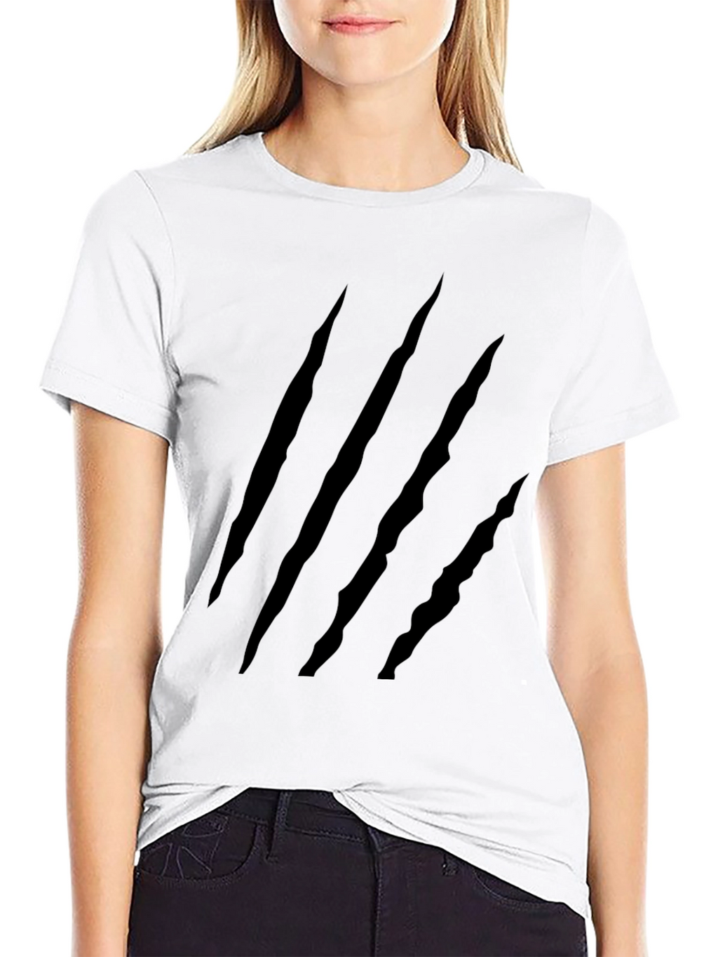 Claw Mark Graphic Print Black T-Shirt
