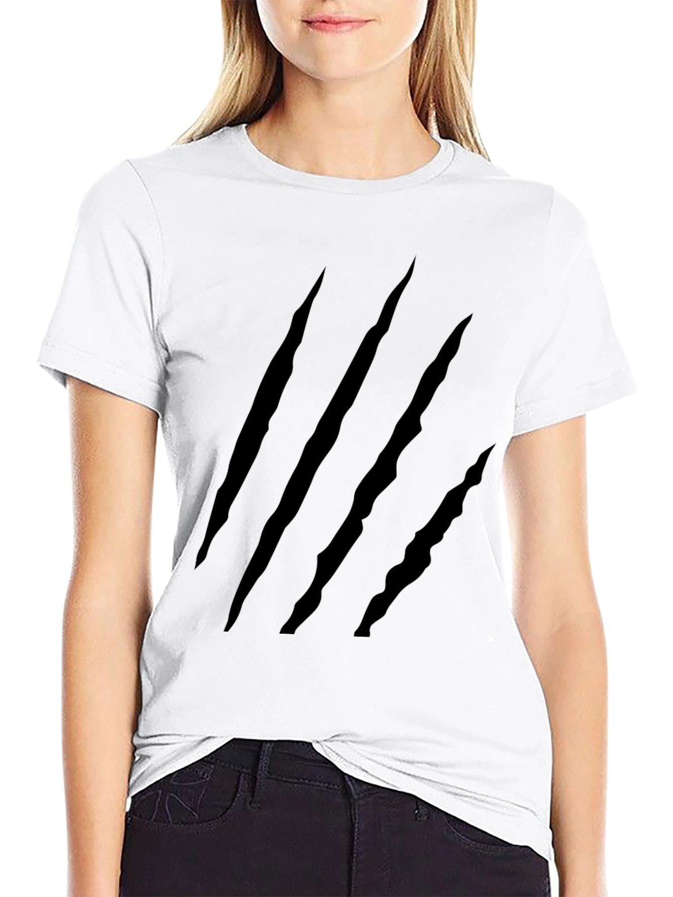 Claw Mark Graphic Print Black T-Shirt