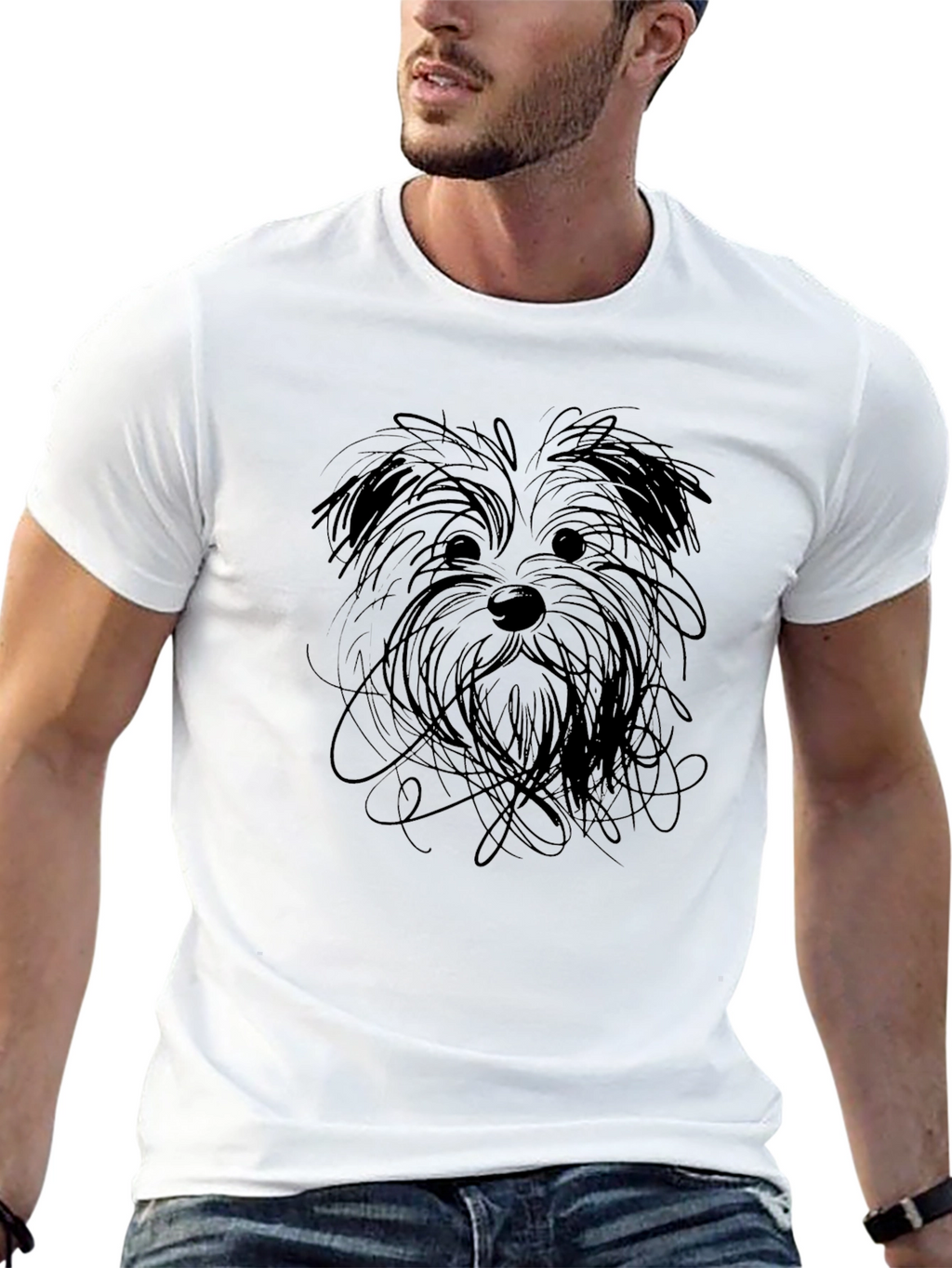 Dog Sketch Black T-Shirt