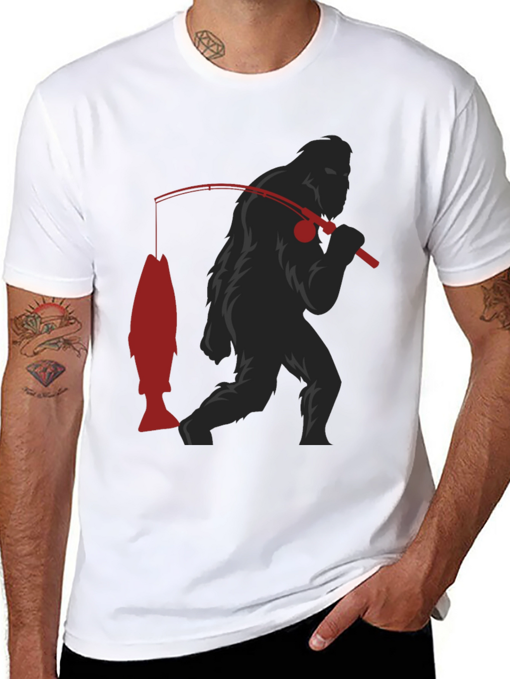 Bigfoot Fishing T-Shirt - Funny Sasquatch Tee
