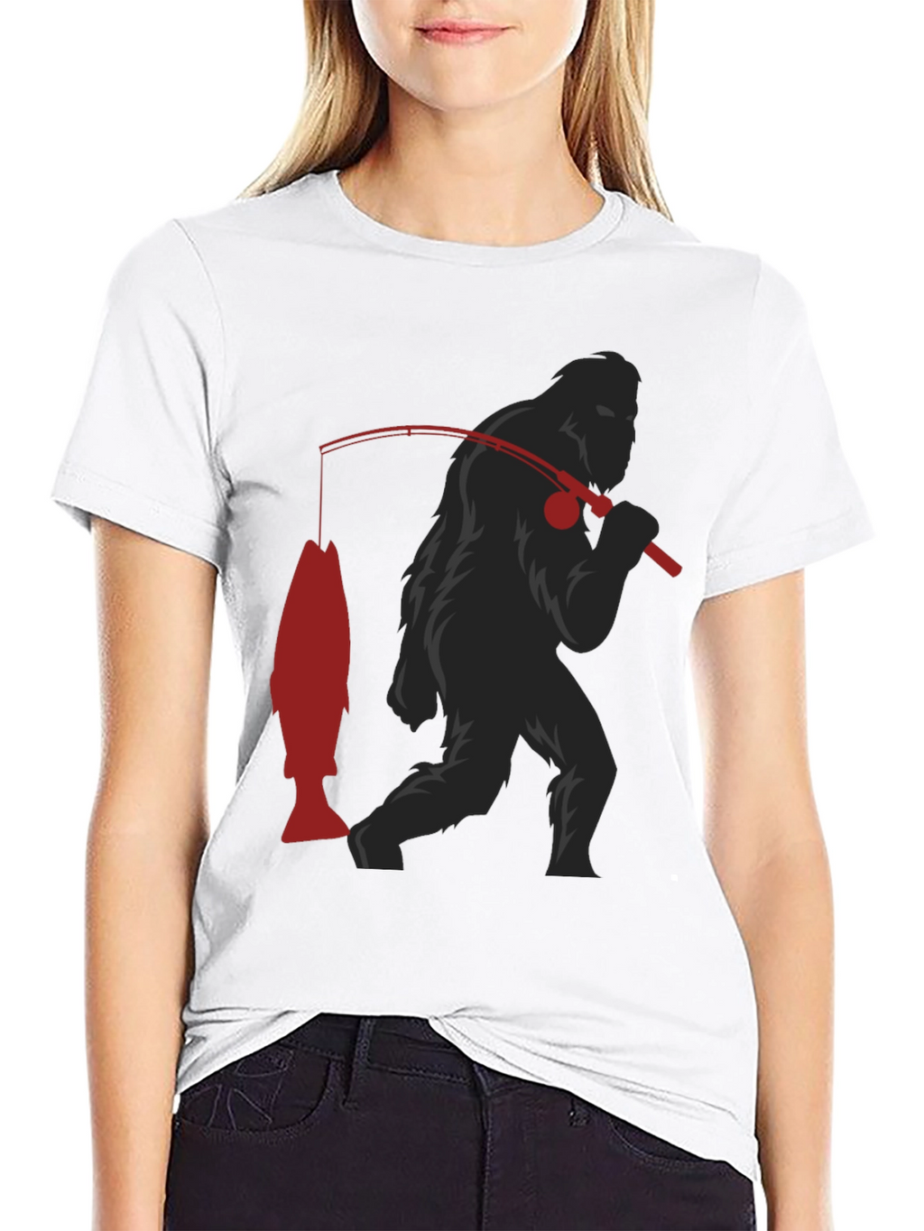 Bigfoot Fishing T-Shirt - Funny Sasquatch Tee