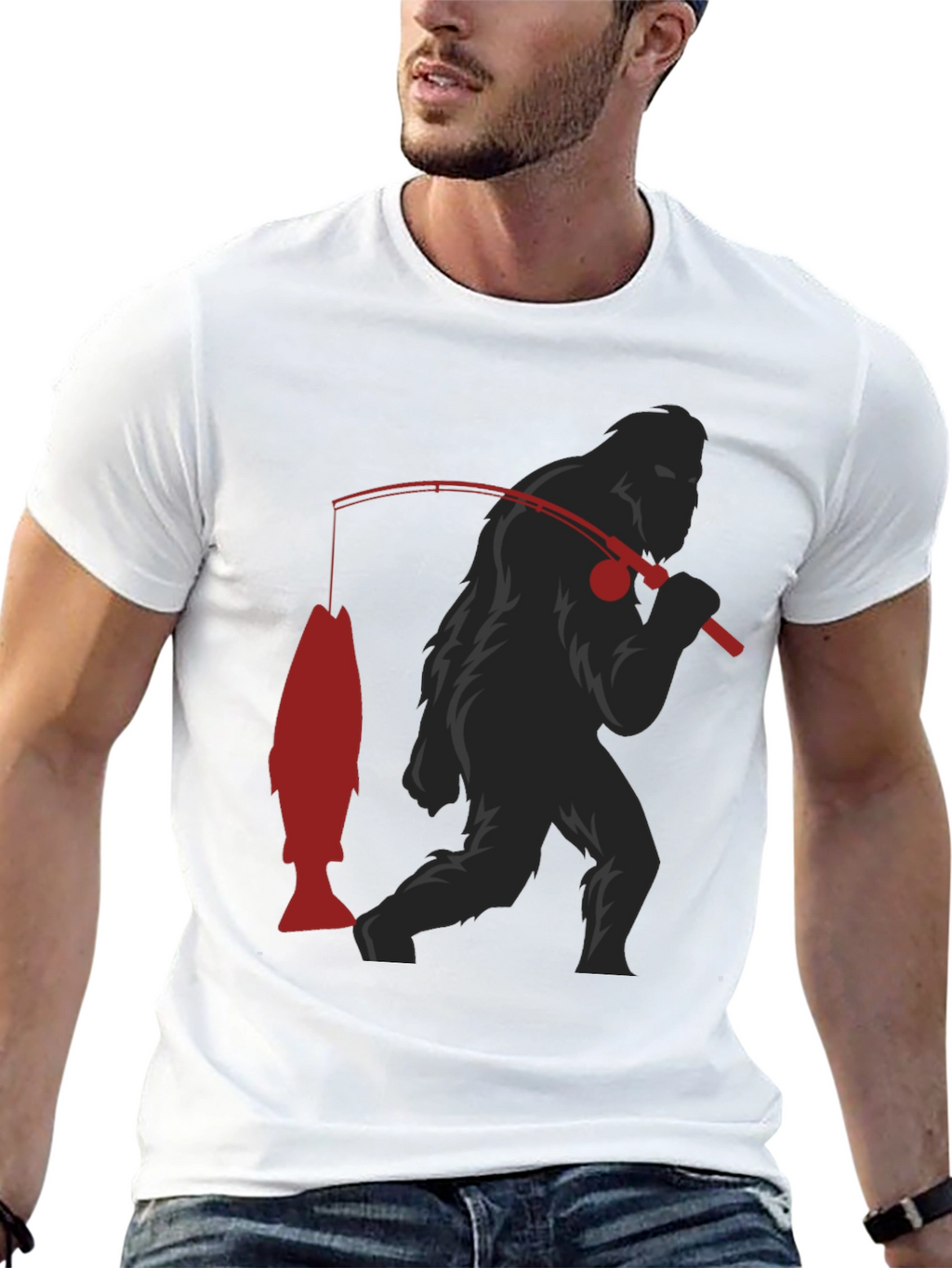 Bigfoot Fishing T-Shirt - Funny Sasquatch Tee