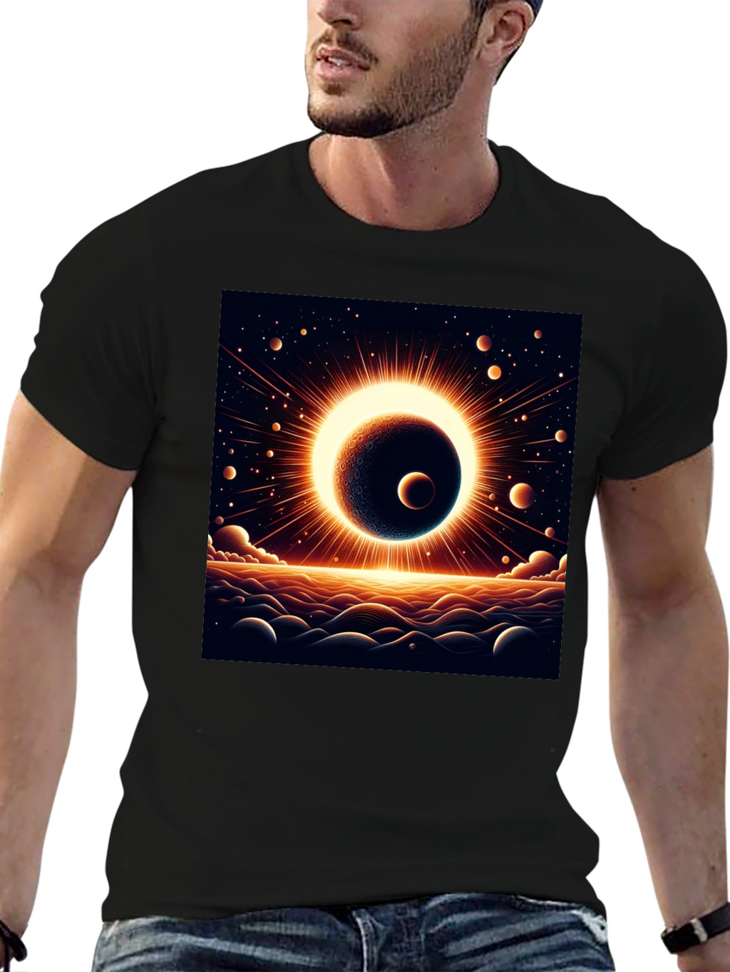 Solar Eclipse Graphic Black Tee