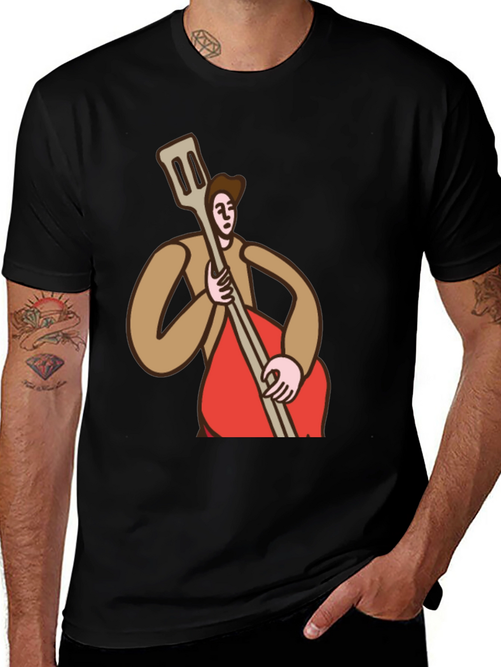 Bass Player Graphic Tee - Black Cotton T-Shirt