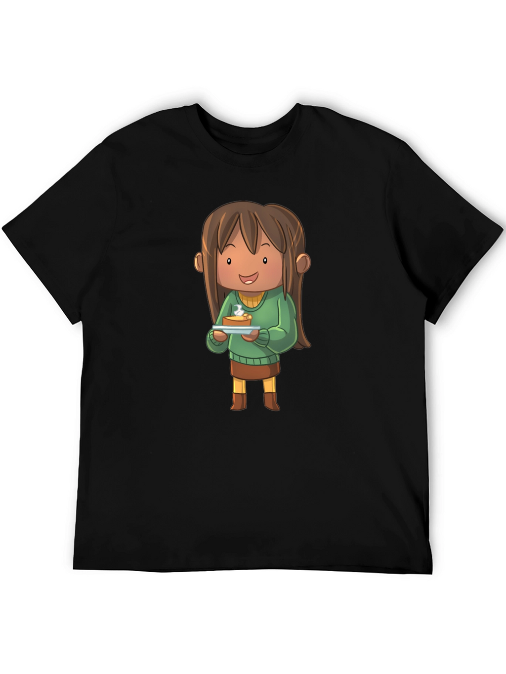 Cartoon Character Pie T-Shirt - Black