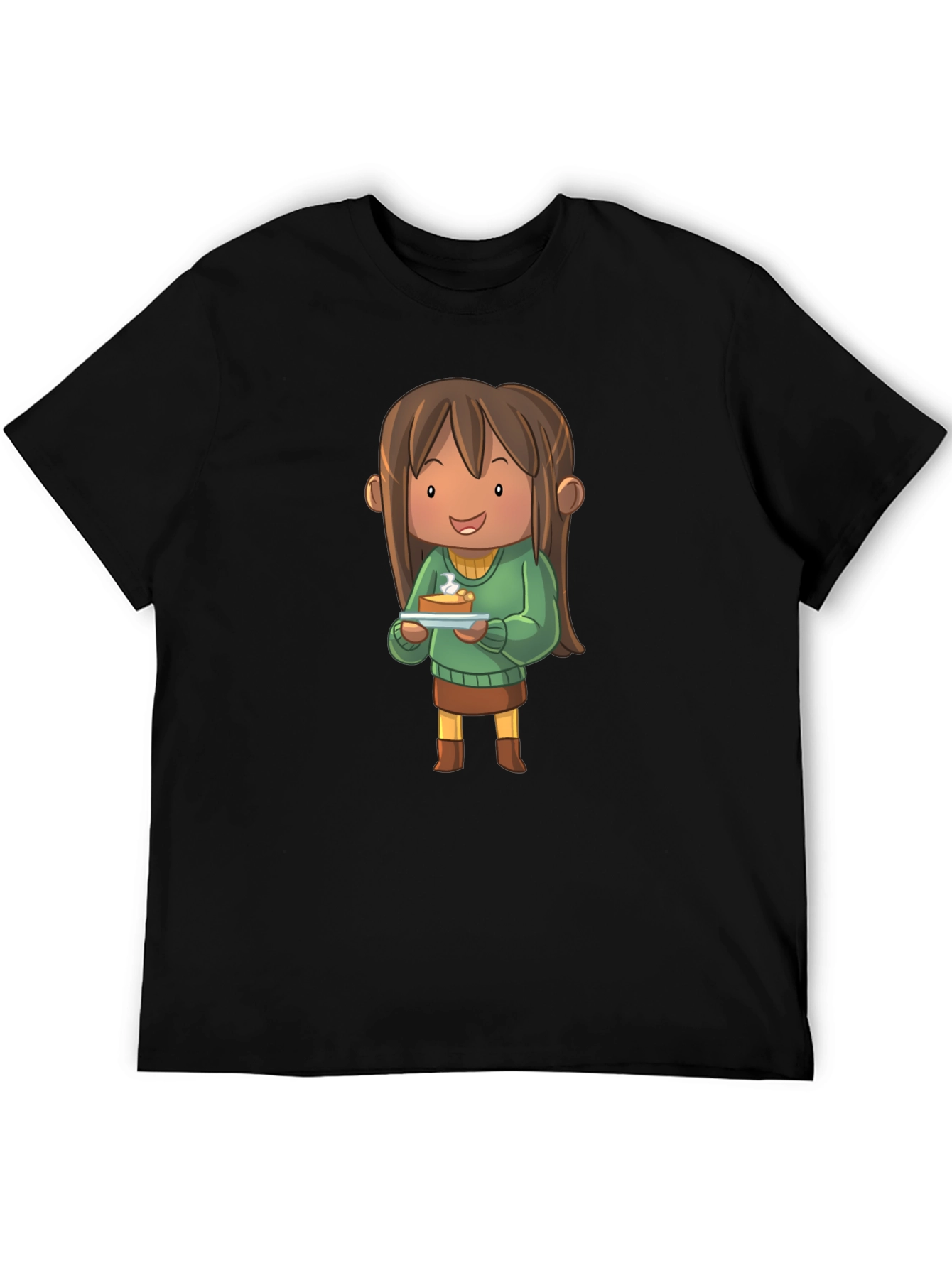 Cartoon Character Pie T-Shirt - Black
