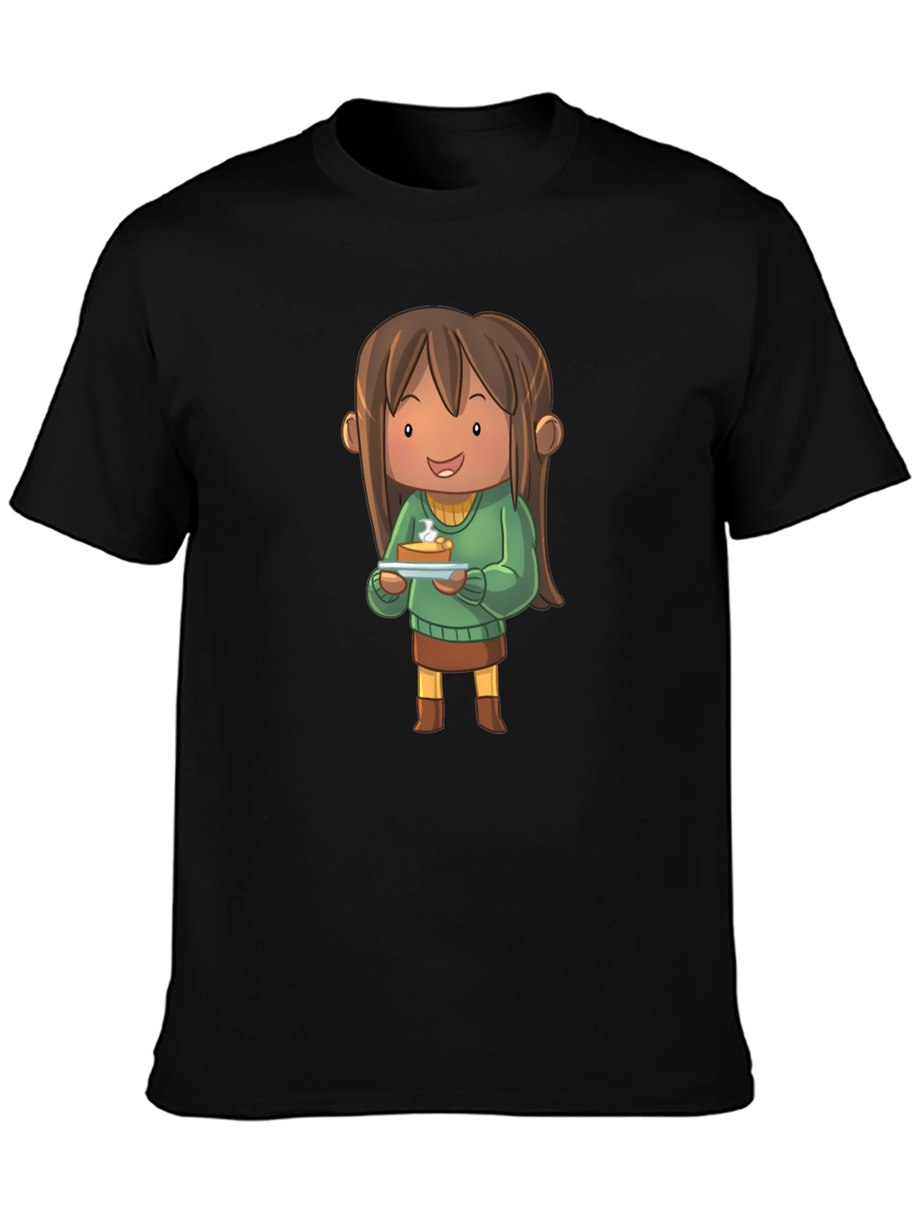 Cartoon Character Pie T-Shirt - Black