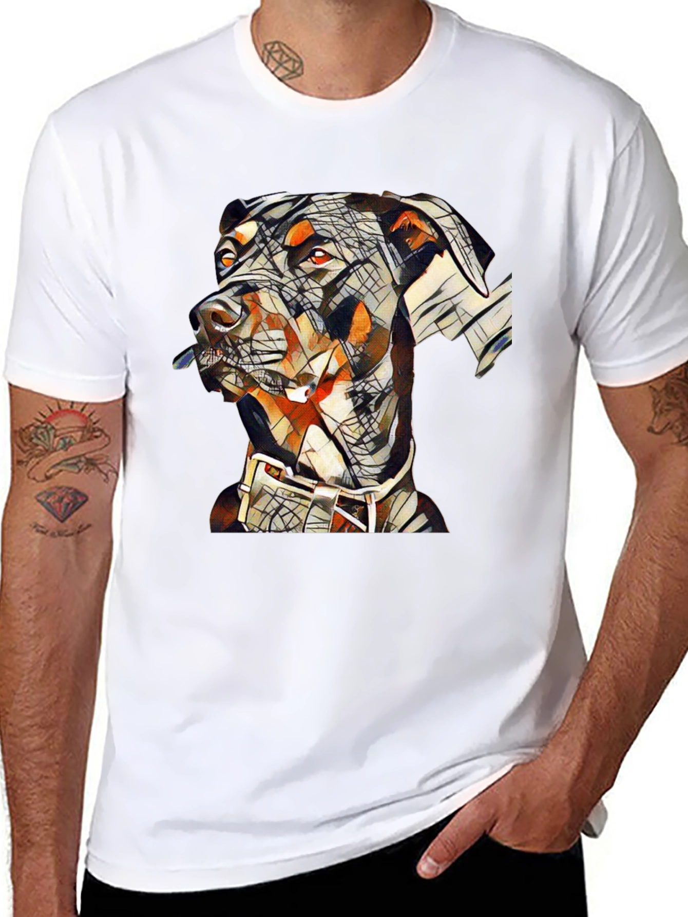 Abstract Doberman Dog Graphic T-Shirt