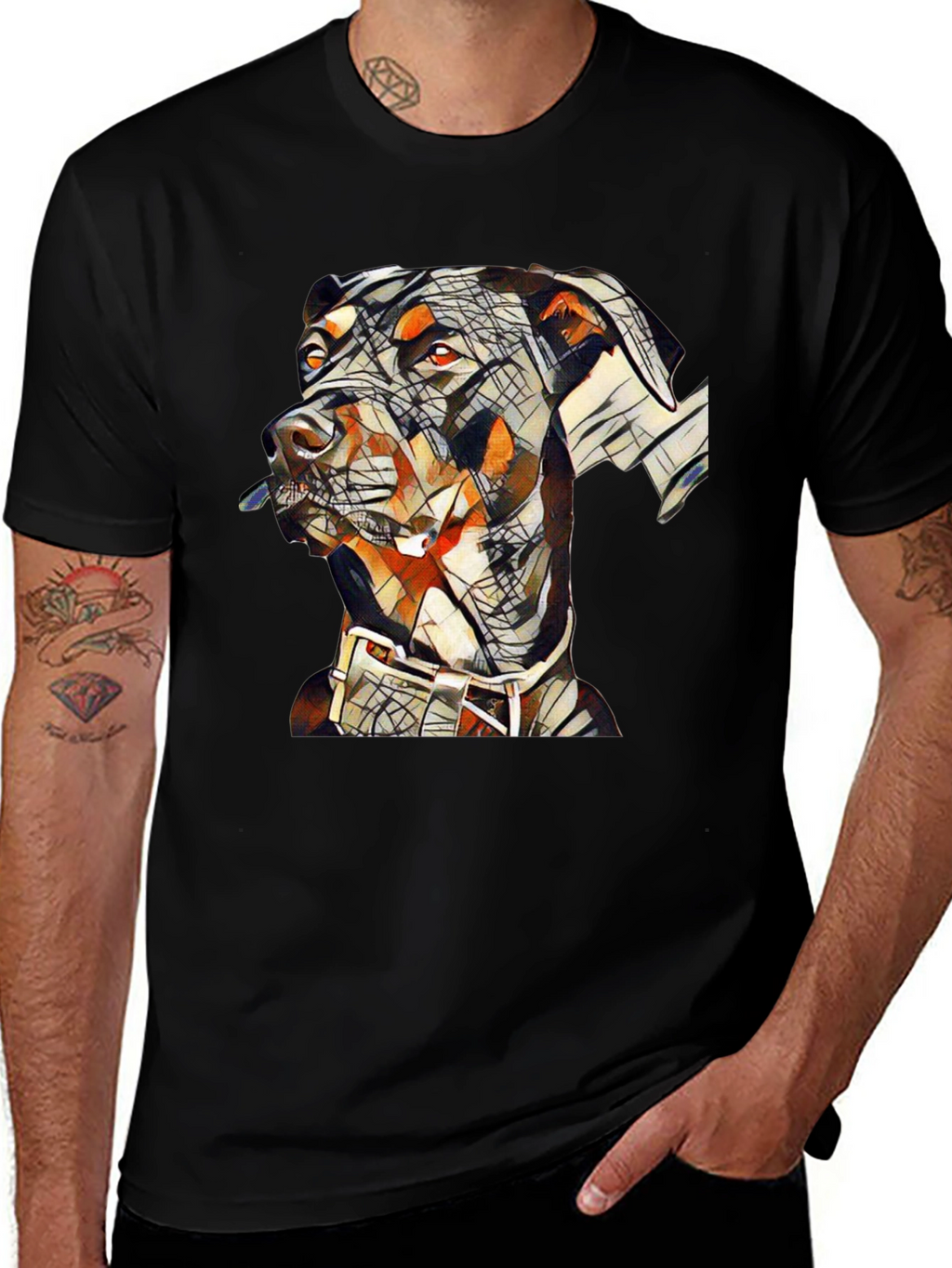 Abstract Doberman Dog Graphic T-Shirt