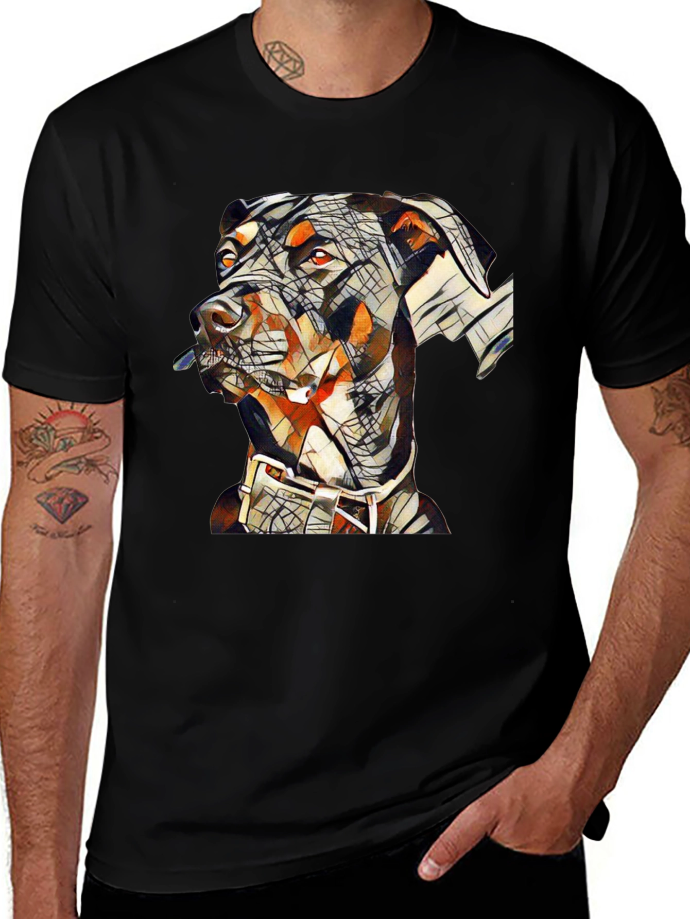 Abstract Doberman Dog Graphic T-Shirt