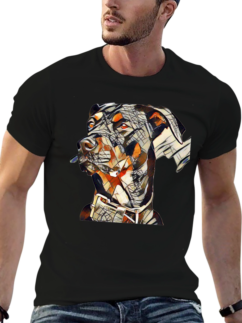 Abstract Doberman Dog Graphic T-Shirt