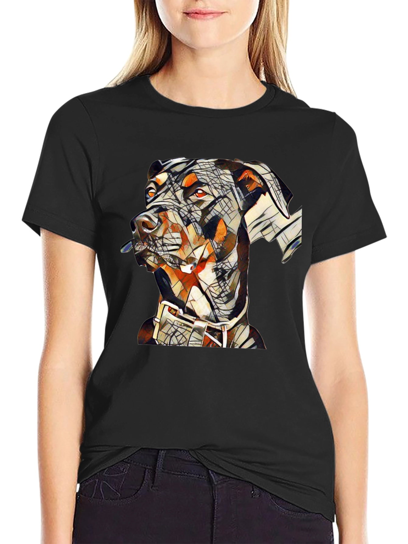 Abstract Doberman Dog Graphic T-Shirt