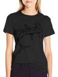 Hammerhead Shark Graphic Tee - Black Cotton T-Shirt