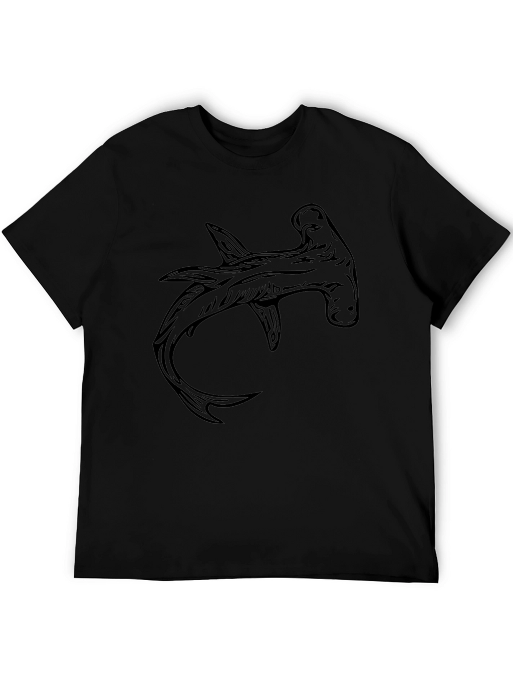 Hammerhead Shark Graphic Tee - Black Cotton T-Shirt