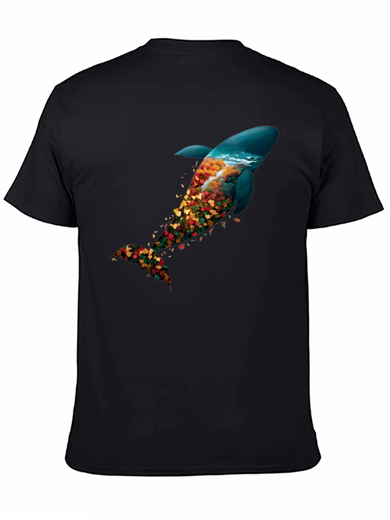 Nature Whale Graphic Black T-Shirt