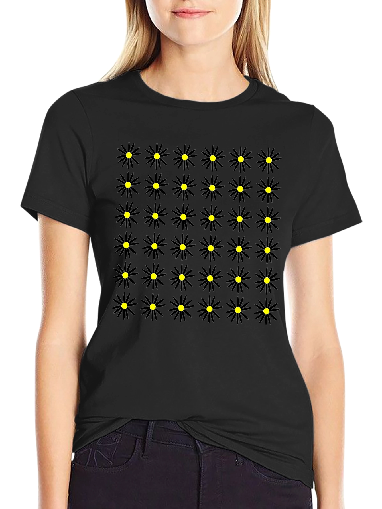 Black Daisy Pattern Tee