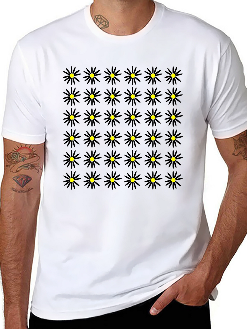 Black Daisy Pattern Tee