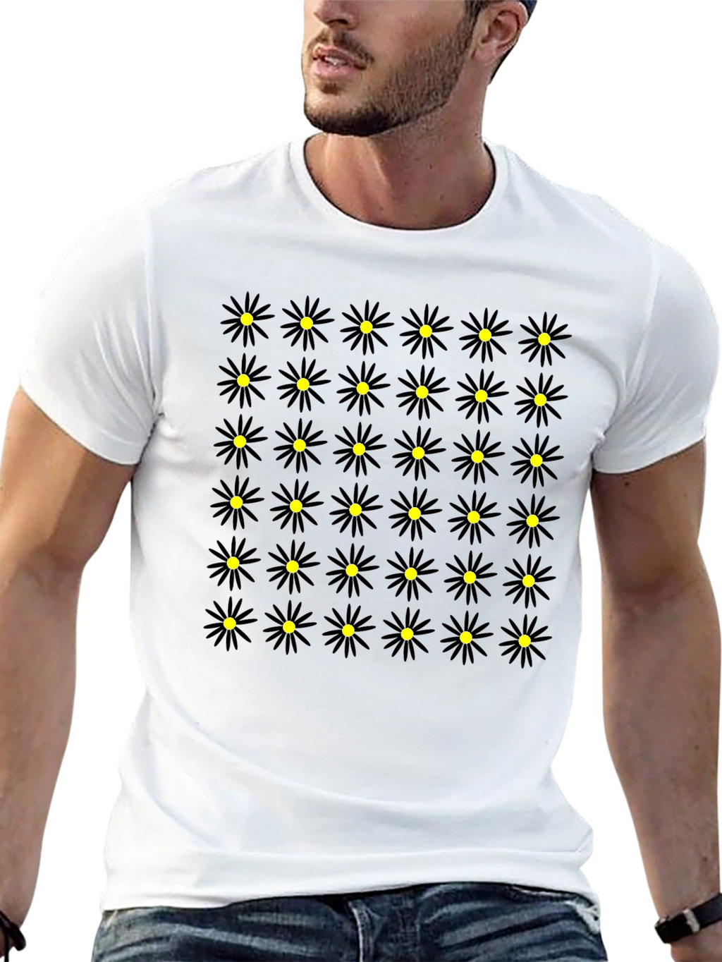 Black Daisy Pattern Tee